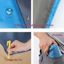 AOUGO Cozy Basic Couverture De Plage Imperméable, Tapis De Plage Compact Portable, Sans Sable Tapis De Pique-Nique Avec 4 Piquets Pour Plage, Camping, Voyage, Èvénements En Extérieur 200 X 210 Cm Violet 9 AOUGO Cozy Basic Couverture De Plage Imperméable, Tapis De Plage Compact Portable, Sans Sable Tapis De Pique-Nique Avec 4 Piquets Pour Plage, Camping, Voyage, Èvénements En Extérieur 200 X 210 Cm Violet -Plaid et couverture Soldes 60282141 3