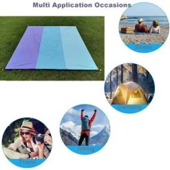 AOUGO Cozy Basic Couverture De Plage Imperméable, Tapis De Plage Compact Portable, Sans Sable Tapis De Pique-Nique Avec 4 Piquets Pour Plage, Camping, Voyage, Èvénements En Extérieur 200 X 210 Cm Violet 10 AOUGO Cozy Basic Couverture De Plage Imperméable, Tapis De Plage Compact Portable, Sans Sable Tapis De Pique-Nique Avec 4 Piquets Pour Plage, Camping, Voyage, Èvénements En Extérieur 200 X 210 Cm Violet -Plaid et couverture Soldes 60282141 4
