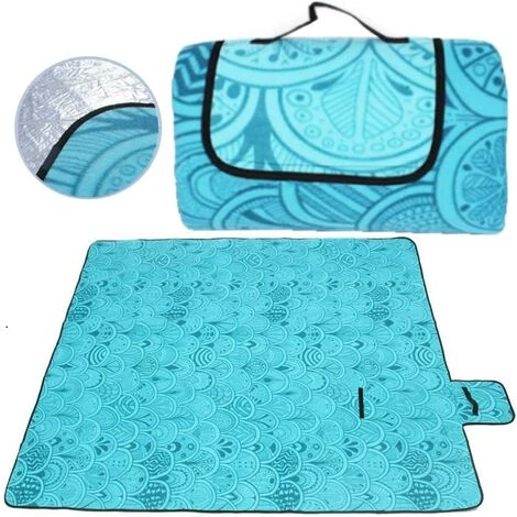 AOUGO Couverture Tapis De Pique-Nique, Étanche, Pliable, Pour Camping, Plage, Jardin, Avec Poignée, Couverture Pour Pique-Nique Avec Envers Imperméable 200 X 200 Cm (Paon Bleu) 3 AOUGO Couverture Tapis De Pique-Nique, Étanche, Pliable, Pour Camping, Plage, Jardin, Avec Poignée, Couverture Pour Pique-Nique Avec Envers Imperméable 200 X 200 Cm (Paon Bleu)
