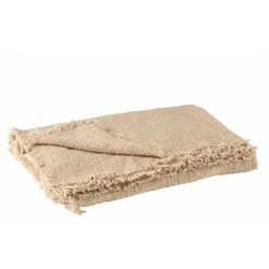 Paris Prix - Plaid Déco En Coton "frange" 130x170cm Beige