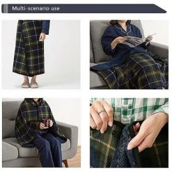 Kueatily Couverture En Polaire à Carreaux Portable Couverture En Polyester Avec Bouton Winte Chaud -Plaid et couverture Soldes 60305549 3