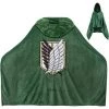 FR-LIFE Couverture à Porter Avec Cape D'attaque Des Titans :Shingeki No Kyojin Cape Pour Cosplay, Costume D'halloween, Poncho à Capuche En Peluche Vert Doux Et Chaud Pour ADU, BR-Vie -Plaid et couverture Soldes 60346972 1