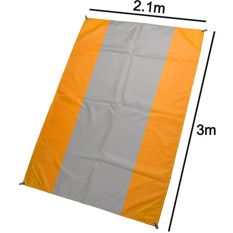 ABCRITAL Tapis De Plage Extérieur Imperméable Léger Pliable Portable Couverture De Poche Tapis De Pique-Nique-Grand Et Compact Tapis Sans Sable Séchage Rapide, Avec 4 Coins Orange + Gris + Orange 2.1 * 3 4 ABCRITAL Tapis De Plage Extérieur Imperméable Léger Pliable Portable Couverture De Poche Tapis De Pique-Nique-Grand Et Compact Tapis Sans Sable Séchage Rapide, Avec 4 Coins Orange + Gris + Orange 2.1 * 3 – Image 2