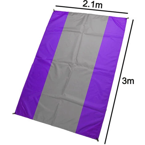 ABCRITAL Tapis De Plage Extérieur Imperméable Léger Pliable Portable Couverture De Poche Tapis De Pique-Nique-Grand Et Compact Tapis Sans Sable Séchage Rapide, Avec 4 Coins Violet + Gris + Violet 2.1*3 4 ABCRITAL Tapis De Plage Extérieur Imperméable Léger Pliable Portable Couverture De Poche Tapis De Pique-Nique-Grand Et Compact Tapis Sans Sable Séchage Rapide, Avec 4 Coins Violet + Gris + Violet 2.1*3 – Image 2