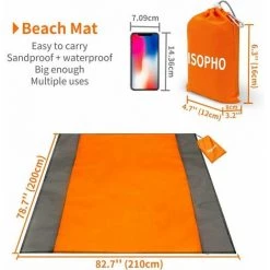 LITZEE Tapis De Plage Couverture De Pique-Nique 200 X 200 CM Couverture Picnic, Tapis De Pique-niques Couverture De Plage Couverture De Picnic Avec 4 Fixes, Camping, Randonnée Et Pique-Nique Accessoires -Plaid et couverture Soldes 60479339 5