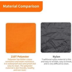 AOUGO Couverture De Plage, 79'' × 79'' Couvertures De Pique-nique Imperméables Et Anti-sable Pour 4 à 7 Adultes, Tapis De Plage Léger Surdimensionné, Tapis De Pique-nique Portable, Tapis Anti-sable Pour Voyage, Camping, Randonnée, Pliable Avec Sac -Plaid et couverture Soldes 60576417 4