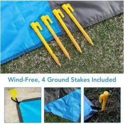DECKON Tapis De Plage, Couverture De Pique Nique 210 * 200cm Portable Imperméable Pliable Avec 4 Piquets Pour Plage, Camping, Pique-Nique, Voyage Ect Les Èvénements En Extérieur -Plaid et couverture Soldes 60668142 5