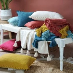 ATMOSPHERA, CRÉATEUR D'INTÉRIEUR Jeté De Lit 240x220 Cm Sanchez écru Coton - Blanc -Plaid et couverture Soldes 60749726 4