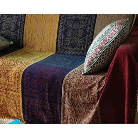 GALOZZOIT Couverture De Jet En Chenille, Glands Jacquard Couverture De Canapé Housse De Chaise Décorative Pour Canapé-Lit Soft Chair, Folk Tribal Pattern (220 X 250 CM, Rouge) 6 GALOZZOIT Couverture De Jet En Chenille, Glands Jacquard Couverture De Canapé Housse De Chaise Décorative Pour Canapé-Lit Soft Chair, Folk Tribal Pattern (220 X 250 CM, Rouge) – Image 4