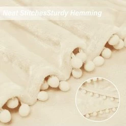 GALOZZOIT Couverture à Pompons En Polaire Douce à Franges Pour Canapé, Lit, Canapé | Décorative Confortable Et Chaude En Flanelle De Velours à Pompons (crème, 150 X 200 Cm) 10 GALOZZOIT Couverture à Pompons En Polaire Douce à Franges Pour Canapé, Lit, Canapé | Décorative Confortable Et Chaude En Flanelle De Velours à Pompons (crème, 150 X 200 Cm) -Plaid et couverture Soldes 60858450 4