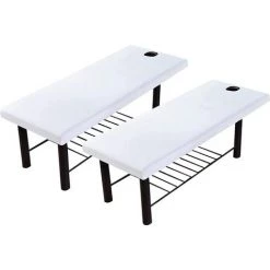 HEGUYEY Lot De 2 Draps-housses De Table De Massage Avec Trou, En Polyester Doux, Réutilisables-Convient Aux Lits De Massage De Moins De 80 Cm