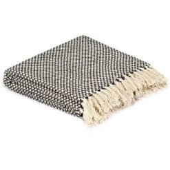 FIMEI Couverture En Coton 220 X 250 Cm Anthracite 8 FIMEI Couverture En Coton 220 X 250 Cm Anthracite -Plaid et couverture Soldes 60969396 2