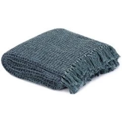 FIMEI Couverture En Coton 160 X 210 Cm Bleu Indigo 8 FIMEI Couverture En Coton 160 X 210 Cm Bleu Indigo -Plaid et couverture Soldes 60969814 2