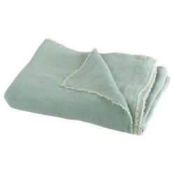 LANADECO Plaid Délavé En Lin Menthe - Vert