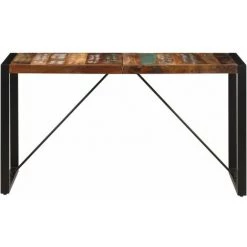 SUPERMARKET Table De Salle à Manger Bois De Récupération Solide 140x70x75cm -Plaid et couverture Soldes 61304082 2