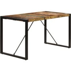 SUPERMARKET Table De Salle à Manger Bois De Récupération Solide 140x70x75cm -Plaid et couverture Soldes 61304082 3