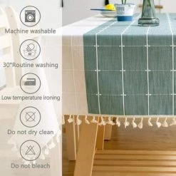 MEZHENG Nappe De Table Rectangulaire En Coton Et Lin Solide Broderie À Carreaux Gland Coton Couverture De Table En Linge Pour Cuisine Salle À Manger Décoration De Table (140x140 Cm, Green/White) 11 MEZHENG Nappe De Table Rectangulaire En Coton Et Lin Solide Broderie À Carreaux Gland Coton Couverture De Table En Linge Pour Cuisine Salle À Manger Décoration De Table (140x140 Cm, Green/White) -Plaid et couverture Soldes 62342761 5