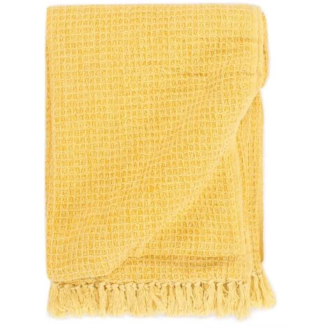 SUPERMARKET Couverture En Coton 160 X 210 Cm Jaune Moutarde 3 SUPERMARKET Couverture En Coton 160 X 210 Cm Jaune Moutarde