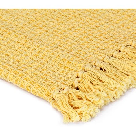 SUPERMARKET Couverture En Coton 160 X 210 Cm Jaune Moutarde 5 SUPERMARKET Couverture En Coton 160 X 210 Cm Jaune Moutarde – Image 3