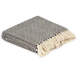 SUPERMARKET Couverture En Coton 160 X 210 Cm Anthracite -Plaid et couverture Soldes 63659237 2