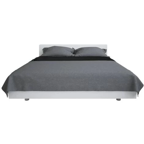 SUPERMARKET Couvre-lit à Double Face Matelassé 220 X 240 Cm Gris Et Noir 5 SUPERMARKET Couvre-lit à Double Face Matelassé 220 X 240 Cm Gris Et Noir – Image 3