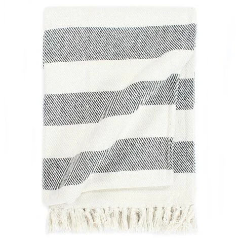 SUPERMARKET Couverture Coton Rayures 125 X 150 Cm Anthracite 3 SUPERMARKET Couverture Coton Rayures 125 X 150 Cm Anthracite