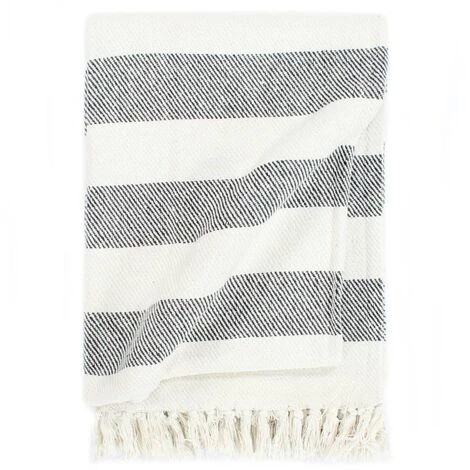 SUPERMARKET Couverture Coton Rayures 160 X 210 Cm Anthracite 3 SUPERMARKET Couverture Coton Rayures 160 X 210 Cm Anthracite