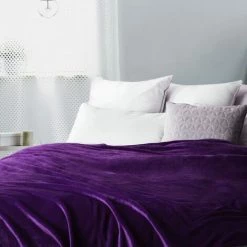 LYCXAMES Couverture Confortable Couverture Moelleuse, Couverture Extra Douce Et Chaude Dans Le Salon, Couverture En Molleton De Flanelle 150x200 Cm, Infroissable / Anti-décoloration Comme Couverture De Canapé Ou Couvre-lit - Violet -Plaid et couverture Soldes 63750558 4