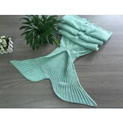 LYCXAMES Tricot Queue De Sirène, Couverture, Doux Et Chaud. Sac De Couchage, Couverture Queues De Sirènes, Cadeau - Green -Plaid et couverture Soldes 63750657 3