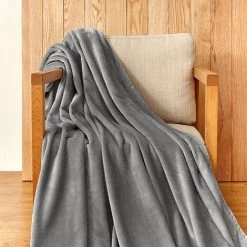 VINGO Couverture Câline, Couverture Polaire, Couverture Moelleuse, Chaude, Super Douce, 220 X 240 Cm - Gris