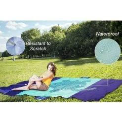 SINCèREETALI Couverture De Plage 200 Cm X 210 Cm Anti-sable Grande Couverture De Plage Maison Imperméable Coussin Léger Couverture De Pique-nique Portable En Plein Air Camping Couverture Grande Tortue(bleu) -Plaid et couverture Soldes 63815739 4