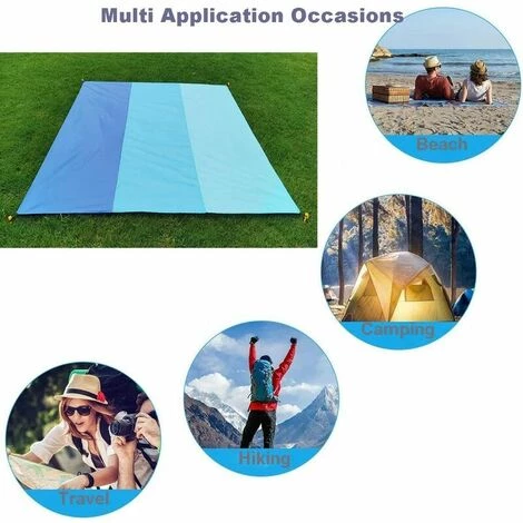 SINCèREETALI Couverture De Plage Basique Confortable, Tapis De Plage Imperméable, Tapis De Pique-nique Sans Sable Pour Plage, Camping, Voyage, Cour, Jardin, Activités De Plein Air 200 X 210 Cm Bleu 4 SINCèREETALI Couverture De Plage Basique Confortable, Tapis De Plage Imperméable, Tapis De Pique-nique Sans Sable Pour Plage, Camping, Voyage, Cour, Jardin, Activités De Plein Air 200 X 210 Cm Bleu – Image 2