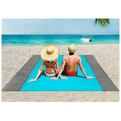 SINCèREETALI Couverture De Pique-nique 200 X 210 Cm Couverture De Plage Imperméable, Tapis De Plage 4 Couverture De Plage à Angle Fixe Sans Sable/pique-nique à La Plage, Camping, Randonnée Et Sorties