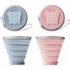 SINCèREETALI 2 Pièces Tasse à Boire Pliable En Silicone, Sans BPA Tasse De Voyage Pliable,270ML Tasse Pliante Portable Pour Le Camping Avec Couvercle, Pour Pique-nique,Camping, Randonnée En Plein Air(Bleu + Rose)
