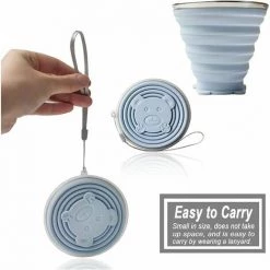 SINCèREETALI 2 Pièces Tasse à Boire Pliable En Silicone, Sans BPA Tasse De Voyage Pliable,270ML Tasse Pliante Portable Pour Le Camping Avec Couvercle, Pour Pique-nique,Camping, Randonnée En Plein Air(Bleu + Rose) -Plaid et couverture Soldes 63818453 3