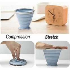 SINCèREETALI 2 Pièces Tasse à Boire Pliable En Silicone, Sans BPA Tasse De Voyage Pliable,270ML Tasse Pliante Portable Pour Le Camping Avec Couvercle, Pour Pique-nique,Camping, Randonnée En Plein Air(Bleu + Rose) -Plaid et couverture Soldes 63818453 4