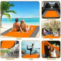 SINCèREETALI Couverture De Pique-nique 200 X 145 Cm Couverture De Plage Imperméable, Tapis De Plage 4 Couverture De Plage à Angle Fixe Sans Sable/pique-nique à La Plage, Camping, Randonnée Et Sorties -Plaid et couverture Soldes 63818568 3