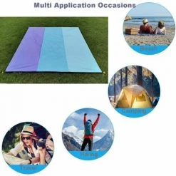 SINCèREETALI Cozy Basic Couverture De Plage Imperméable, Tapis De Plage Compact Portable, Sans Sable Tapis De Pique-Nique Avec 4 Piquets Pour Plage, Camping, Voyage, Èvénements En Extérieur 200 X 210 Cm Violet -Plaid et couverture Soldes 63818637 4