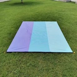 SINCèREETALI Cozy Basic Couverture De Plage Imperméable, Tapis De Plage Compact Portable, Sans Sable Tapis De Pique-Nique Avec 4 Piquets Pour Plage, Camping, Voyage, Èvénements En Extérieur 200 X 210 Cm Violet -Plaid et couverture Soldes 63818637 5