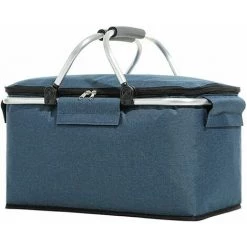 SINCèREETALI Sac Thermique Sac à Provisions Sac Pique-Nique, Panier Pique-Nique, Panier à Provisions Avec Housse, Panier De Pique-Nique Isotherme, Corbeille Picnic Pour 2 à 6 Personnes Avec Anse En Aluminium