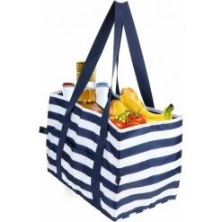 SINCèREETALI Sacs De Pique-Nique,Panier De Pique-Nique Grand Sac Thermique De Pique-Nique Polyvalent Sac Isolé De Pique-Nique à Rayures Bleues Pour Un Voyage En Voiture Voyage De Week-End Camping -Plaid et couverture Soldes 63821219 3