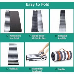 SINCèREETALI Couverture De Pique-Nique 150x200cm, Couverture Extérieure Résistante à L'eau, Grande Couverture De Pique-Nique Pliable Portable à 3 Couches (Noir&Blanc) -Plaid et couverture Soldes 63821247 3