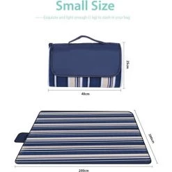 BENOBBY KIDS Couverture Tapis De Pique-Nique Imperméable Couverture Pliable Pour Camping Tapis De Plage Composée De Trois Couches (Polaire, Coton Perle Et PEVA) Et Avec Poignée Portable, 200 X 200cm -Plaid et couverture Soldes 63939913 5