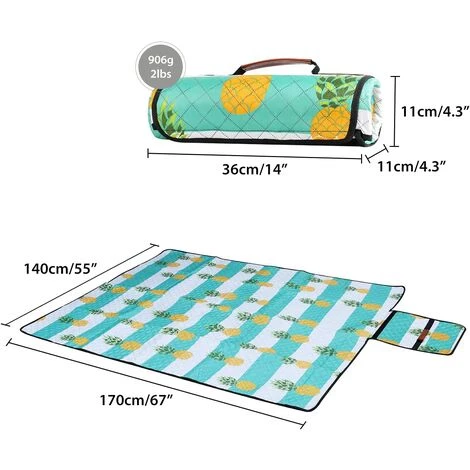 Sekey Couverture De Pique-Nique Extérieure Lavable à La Machine, Couverture Tapis Imperméable De Natte Pour De Camping Composée De Trois Couches, 170 X 140cm 5 Sekey Couverture De Pique-Nique Extérieure Lavable à La Machine, Couverture Tapis Imperméable De Natte Pour De Camping Composée De Trois Couches, 170 X 140cm – Image 3