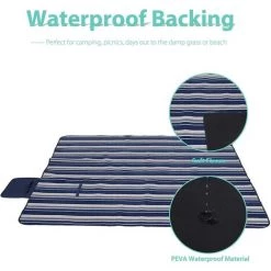 Sekey Couverture Tapis De Pique-Nique Imperméable Couverture Pliable Pour Camping Tapis De Plage Composée De Trois Couches (Polaire, Coton Perle Et PEVA) Et Avec Poignée Portable, 200 X 300cm -Plaid et couverture Soldes 64109571 4