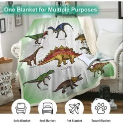 ARC-EN-CIéL Couverture Réversible De Jet De Dinosaure De Couverture De Polaire De Dinosaure Pour La Couverture De Bande Dessinée De Garçons Adultes Adultes D'enfants Pour Le Lit Et Le Divan 150*200cm,Arcenciél -Plaid et couverture Soldes 64128669 4