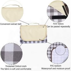 HAZEL Couverture De Pique-nique Beach Mat, 145X 180 Cm, Grande Couverture De Pique-nique Imperméable Avec Poignée, Beach Blanke -Plaid et couverture Soldes 64197069 2