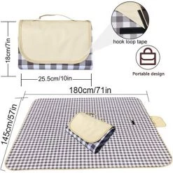 HAZEL Couverture De Pique-nique Beach Mat, 145X 180 Cm, Grande Couverture De Pique-nique Imperméable Avec Poignée, Beach Blanke -Plaid et couverture Soldes 64197069 3