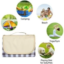 HAZEL Couverture De Pique-nique Beach Mat, 145X 180 Cm, Grande Couverture De Pique-nique Imperméable Avec Poignée, Beach Blanke -Plaid et couverture Soldes 64197069 4