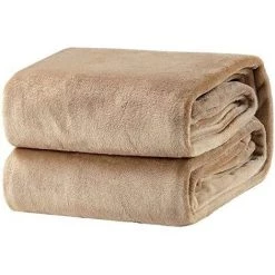 HAZEL Plaid Taupe Fleece Blanket 150X200 Cm - Soft And Warm Bed Blanket Plaid Flannel Sofa Throw